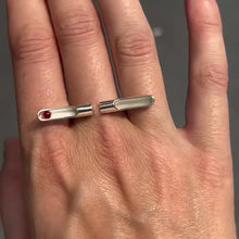 Kinetic Rolling Bead Two-Finger Statement Ring in Sterling Silver