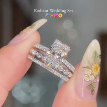 Elegant Radiant Cut 4.0ct Sterling Silver 3PC Ring Set
