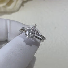Solarii Moissanite  1.0ct Round Cut  925 Sterling Silver Wedding Ring Set