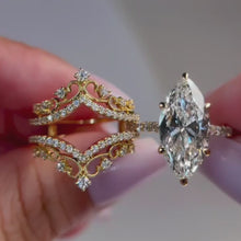 Vintage Marquise Cut 5.0ct Filigree Insert Ring Set in Sterling Silver