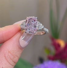Exquisite 925 Sterling Silver Engagement Ring with Pink Stone and White Gold Plating