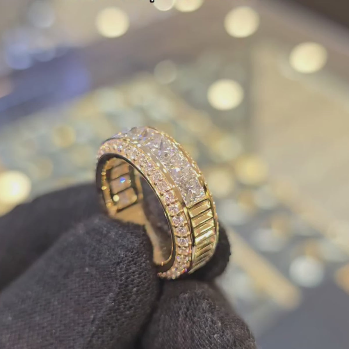 Dual-Design Princess Cut and Fluted Statement Ring
