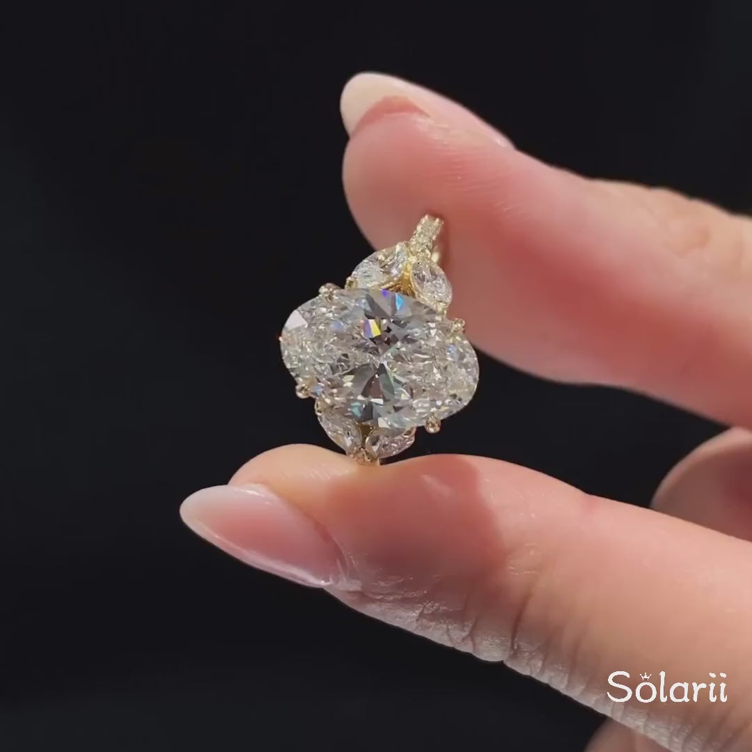 Solarii New Arrived 4.0ct Oval Cut Three Stones Engagement Ring