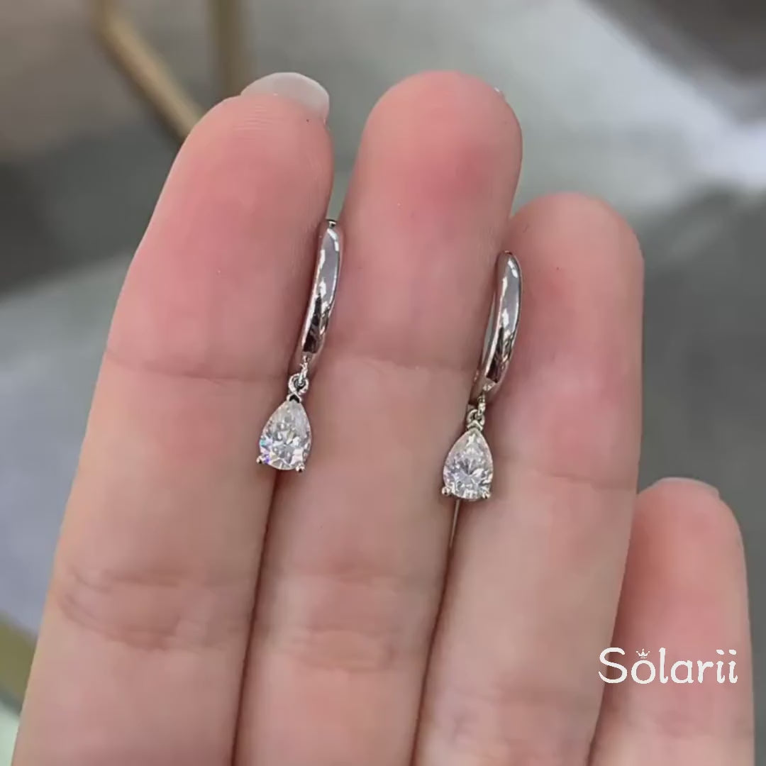 Solarii Moissanite  Pear Cut 925 Sterling Silver 1.0ct*2P  Earrings