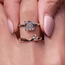 3.0ct Square Radiant Cut Engagement Ring & Curved Band Bridal Set