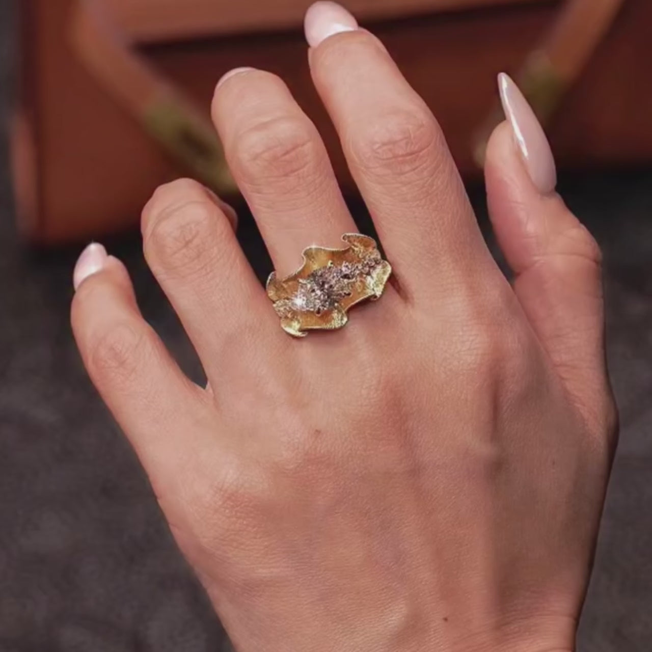 2.0ct Oval Cut Sculptural Ruffle Engagement Ring