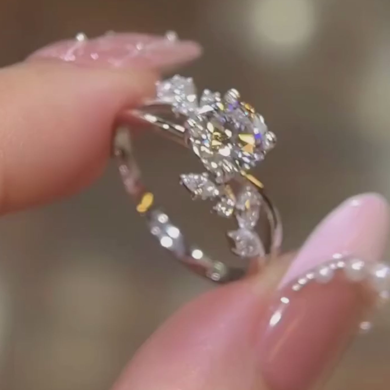 Botanical Vine Round Cut 2.0ct Engagement Ring In Sterling Silver