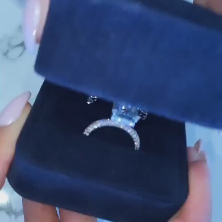 Solarii New Arrived 5.0ct Radiant Cut Cubic Zirconia Wedding Ring Set