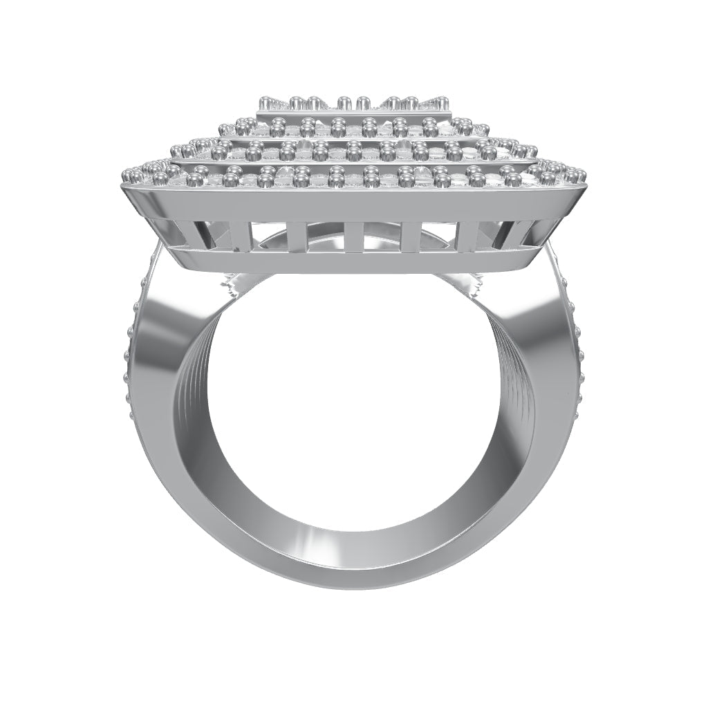Chunky Square Radiant Cluster • Bold 5ct Look Double Halo Multi-Row Iced Out Engagement Ring In Sterling Silver