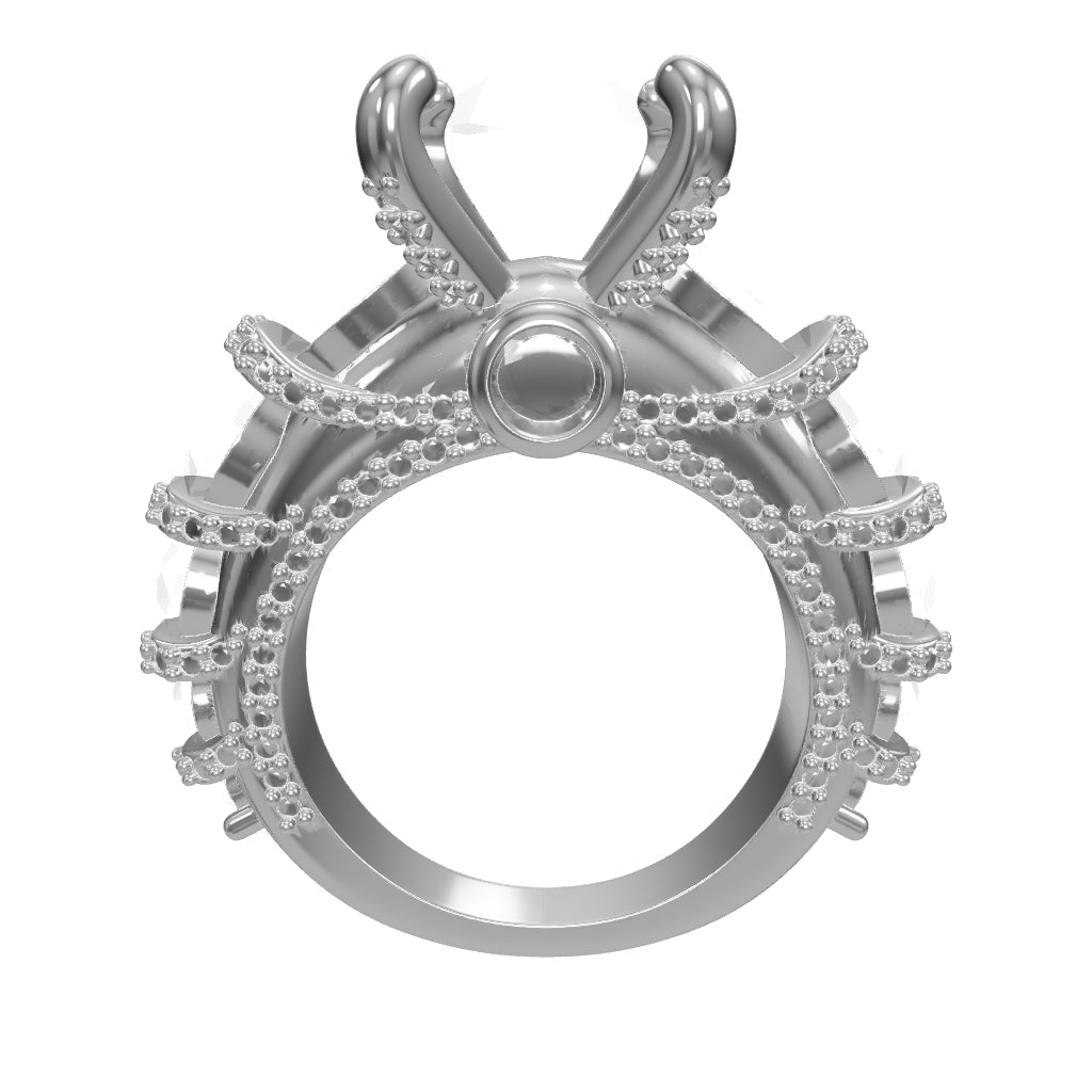 Ultimate Luxury Round Cut 5.0ct Engagement Ring With Pavé Enhancer In Sterling Silver