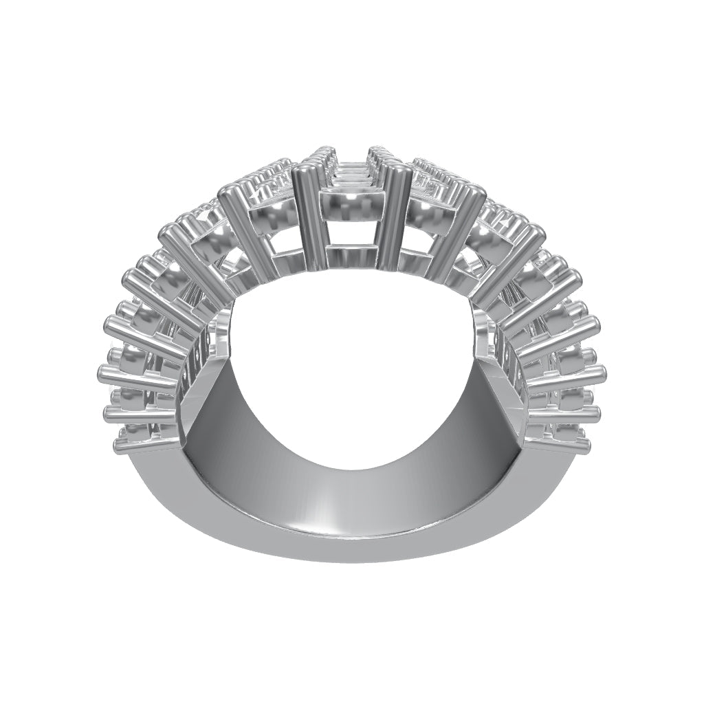 Dazzling 925 Sterling Silver Pave Round Cut Wide Band Wedding Ring