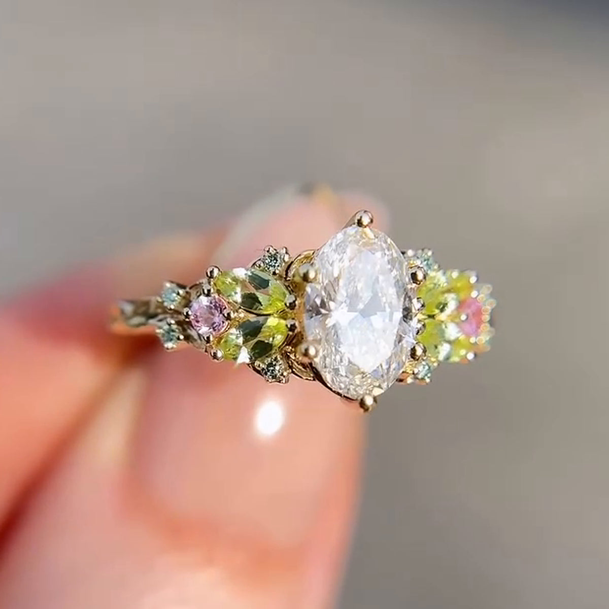 Enchanted 2.0ct Oval Cut Multi-Color Gemstone Cluster Ring