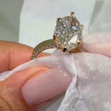 Luxurious 8.0ct Marquise Cut Gemstone Engagement Ring With Side Pavé Band