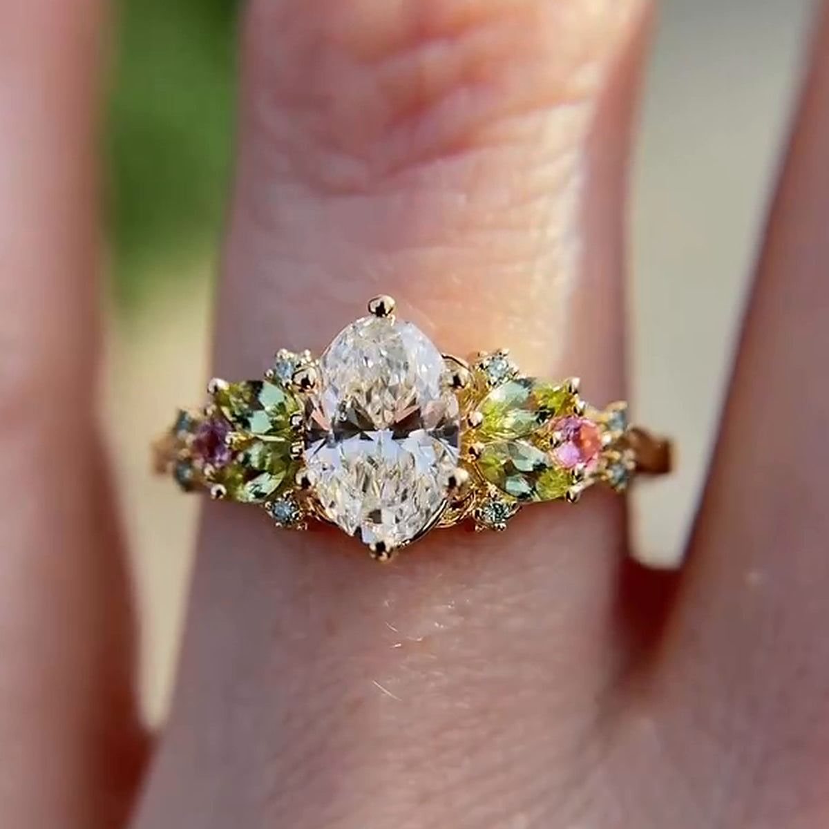 Enchanted 2.0ct Oval Cut Multi-Color Gemstone Cluster Ring