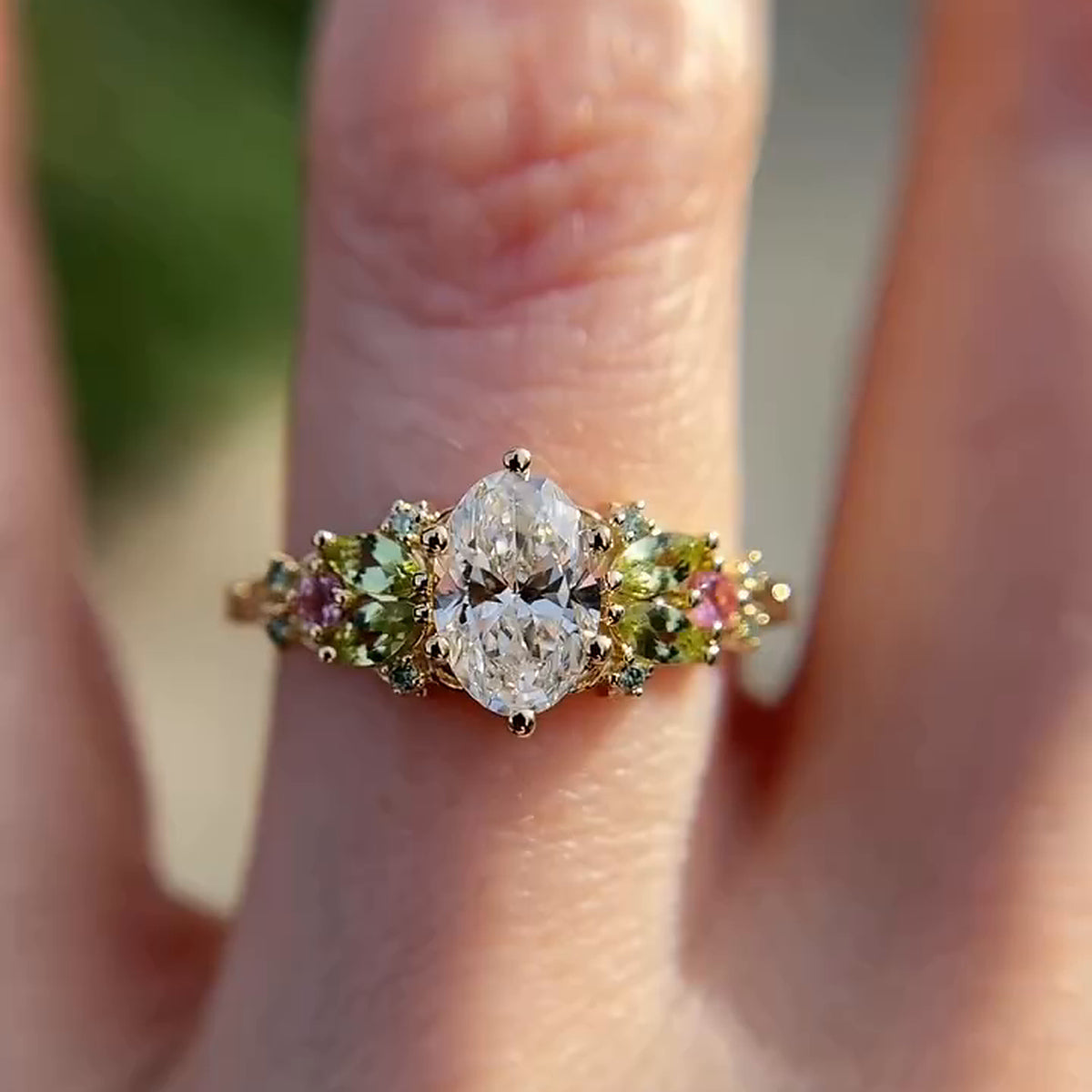 Enchanted 2.0ct Oval Cut Multi-Color Gemstone Cluster Ring