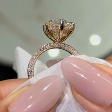 Luxurious 8.0ct Marquise Cut Gemstone Engagement Ring With Side Pavé Band