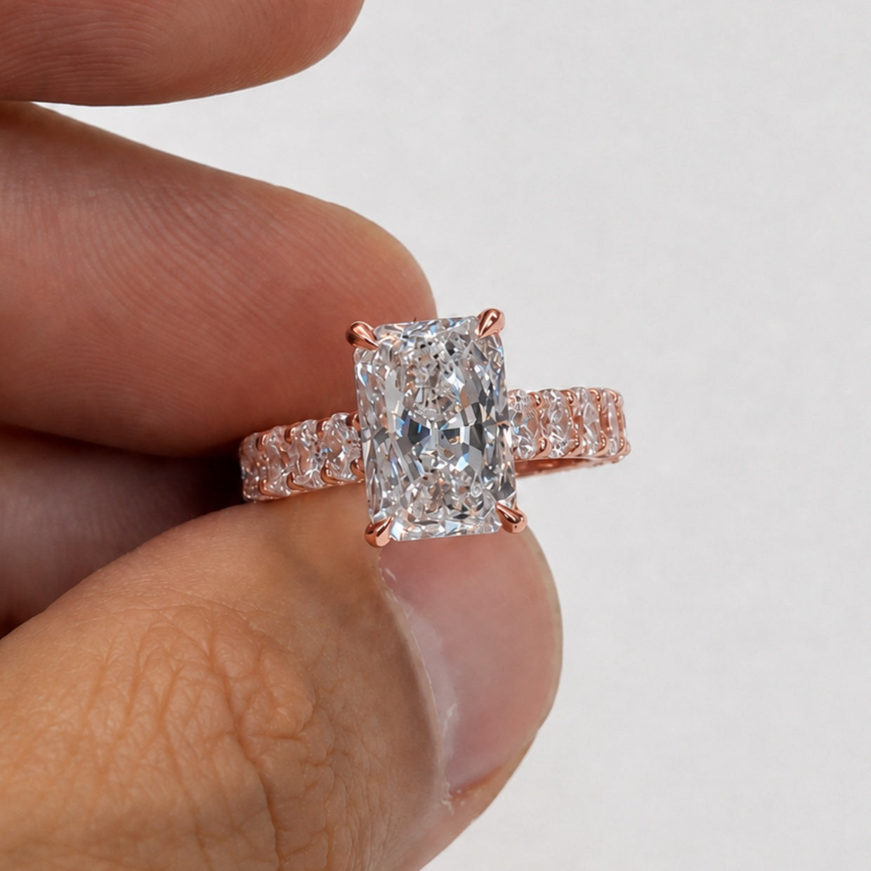 5.0ct Elongated Radiant Cut Eternity Band Engagement Ring