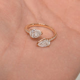 Double Pear Cut Open Gap Nesting Wedding Band