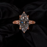 Vintage 8.0ct Marquise Cut Signature Floral Engagement Ring in Sterling Silver