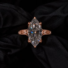Vintage 8.0ct Marquise Cut Signature Floral Engagement Ring in Sterling Silver