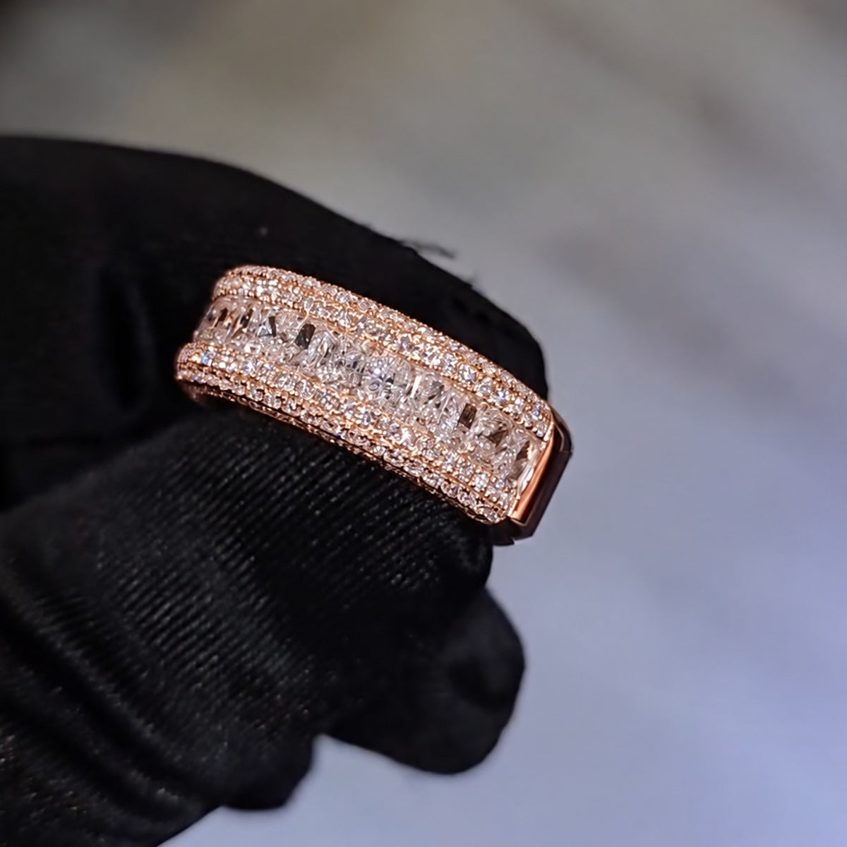 Radiant Cut Multi-Row Half Eternity Wedding Band