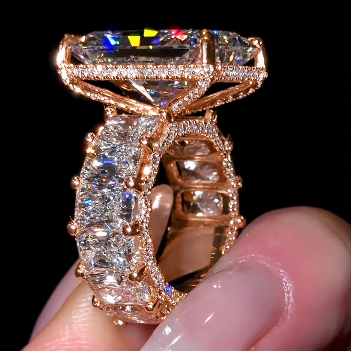 Colossal 15.0ct Radiant Cut with Full Eternity Band Engagement Ring