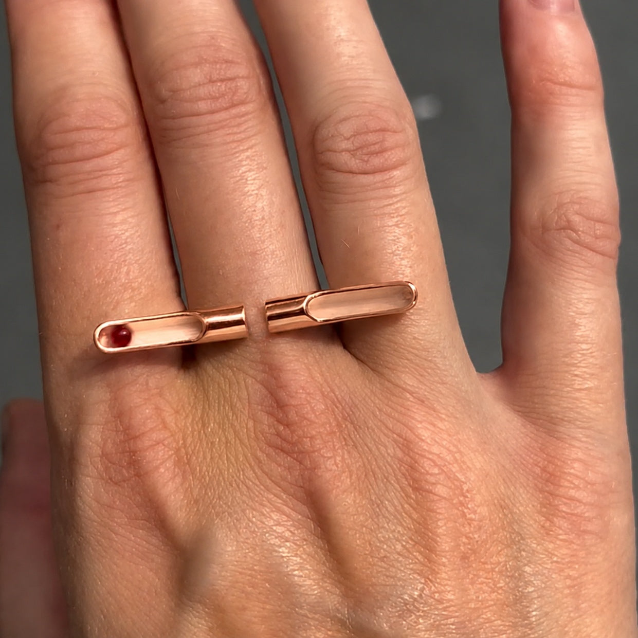 Kinetic Rolling Bead Two-Finger Statement Ring in Sterling Silver