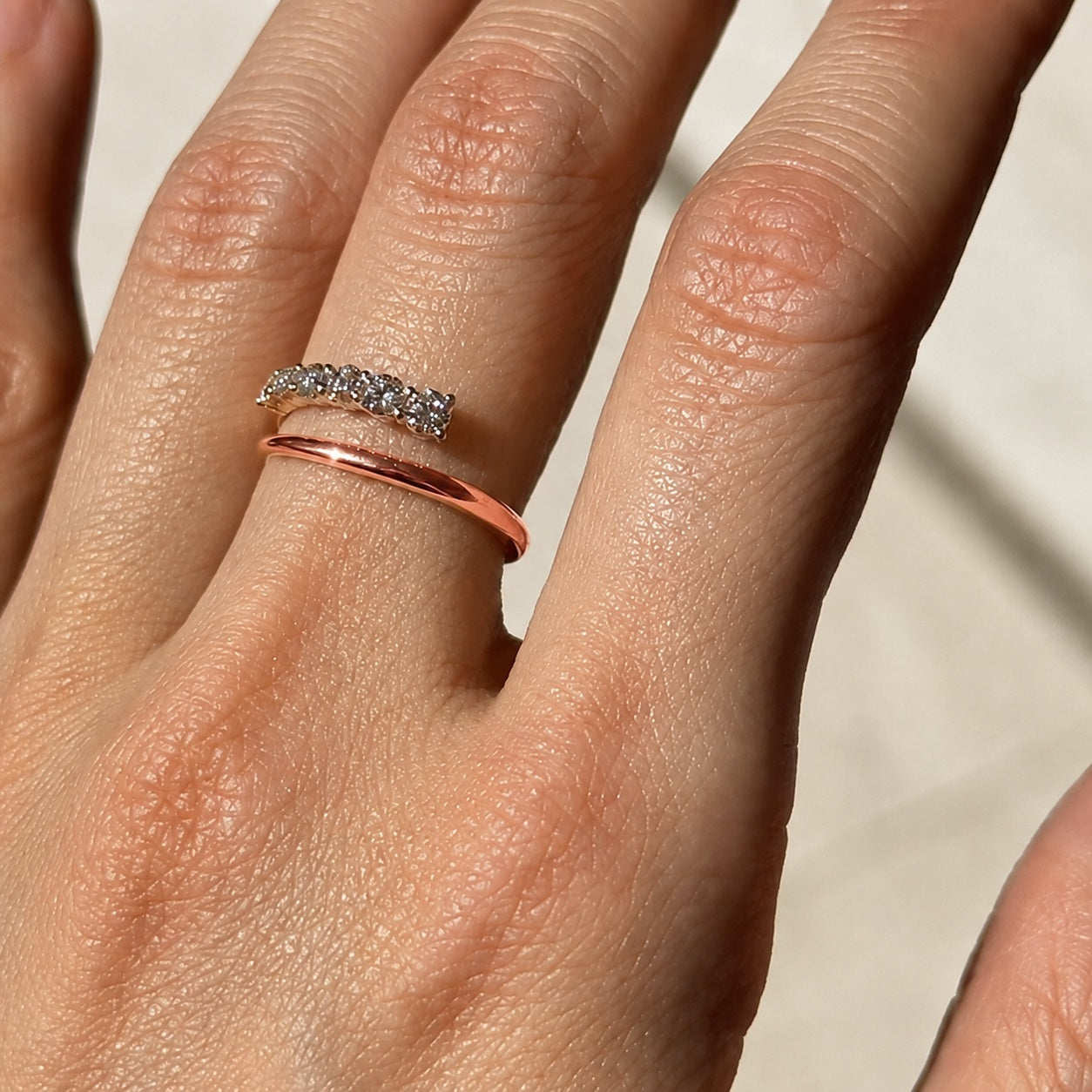 Half Pave Half Plain Bypass Open Wedding Band in Sterling Silver