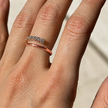 Half Pave Half Plain Bypass Open Wedding Band in Sterling Silver