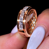 Round Cut Channel Set Half Eternity Wide Band in Sterling Silver
