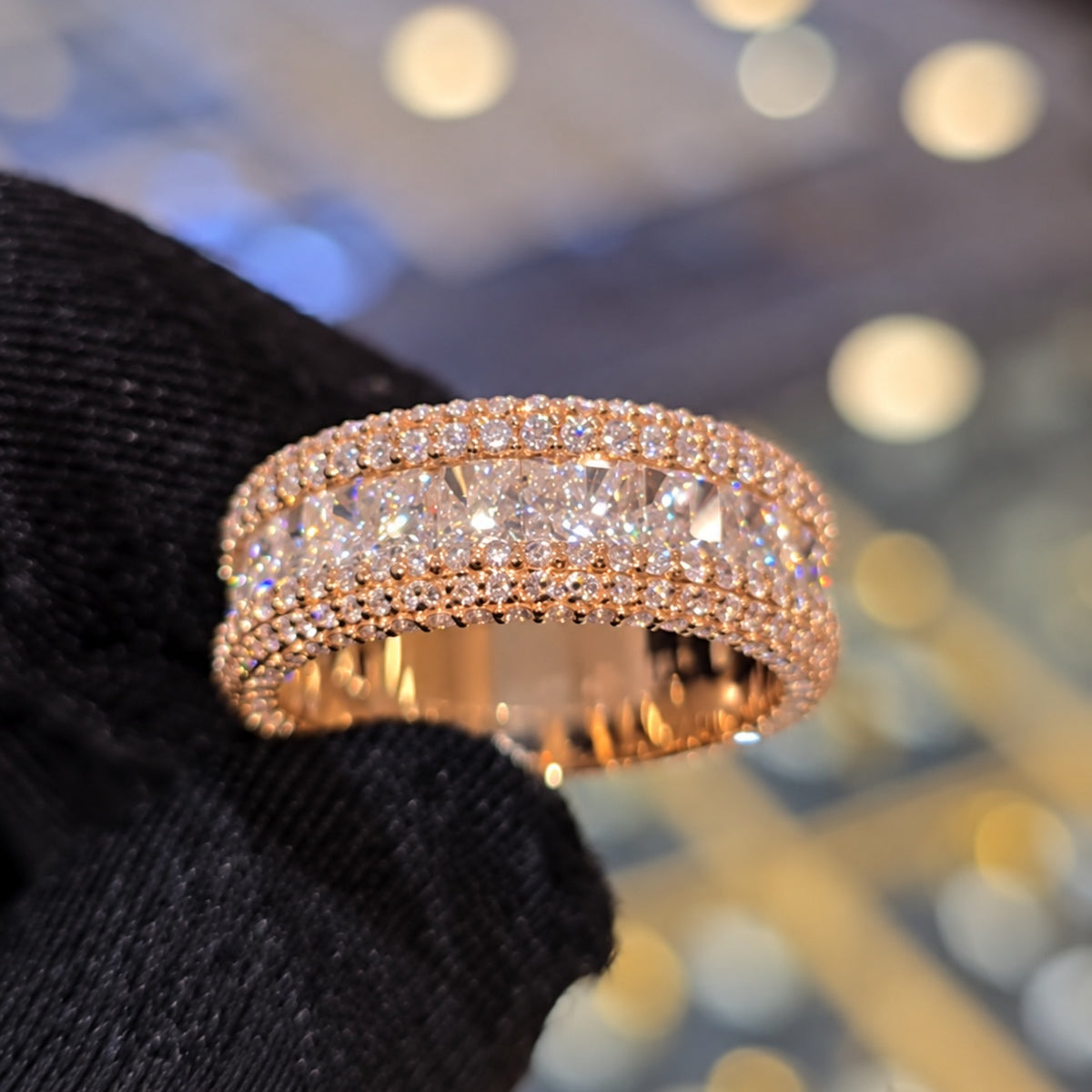 Statement Radiant Cut Half Eternity Anniversary Band