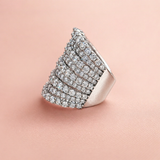 Dazzling 925 Sterling Silver Pave Round Cut Wide Band Wedding Ring