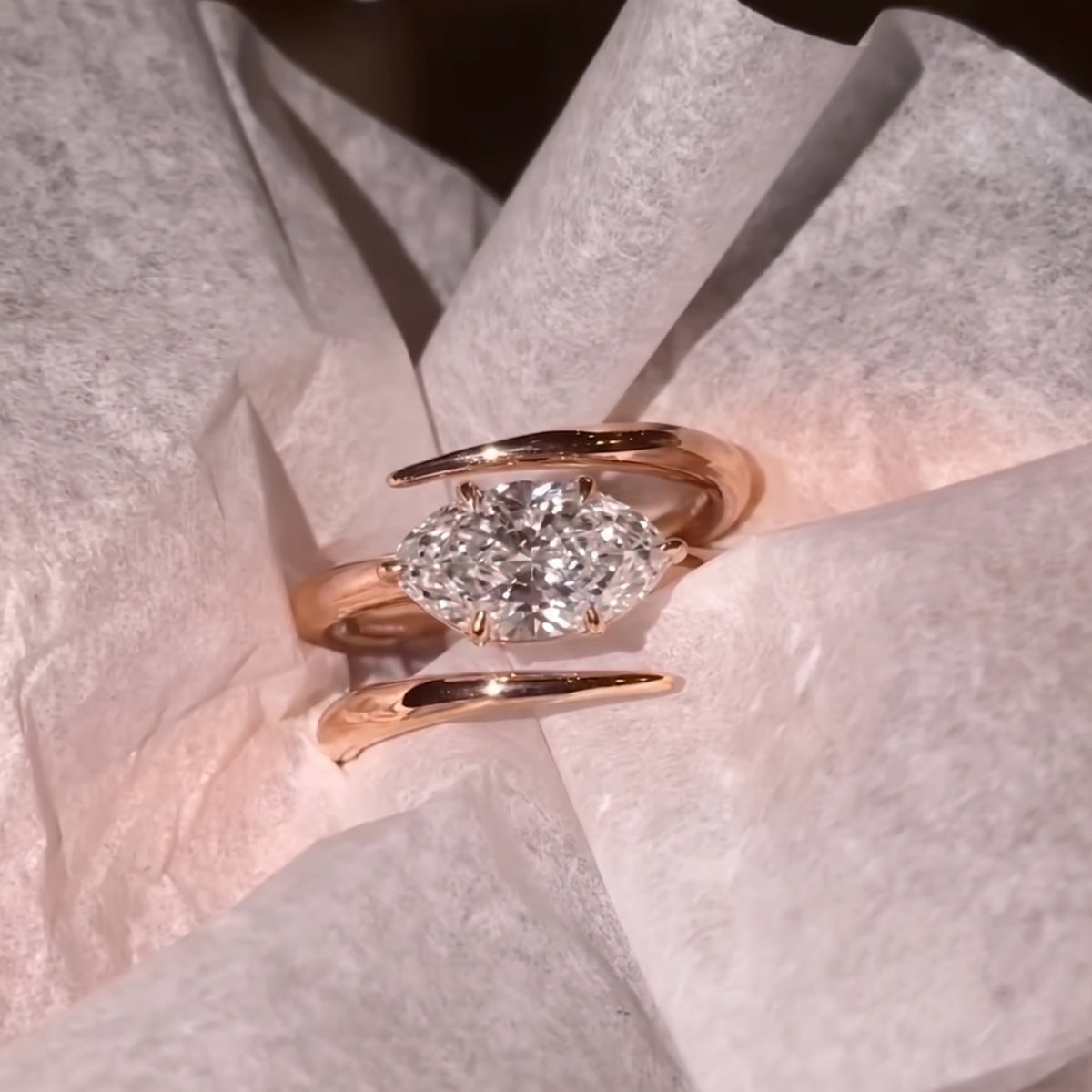 Modern East-West 3.0ct Marquise Cut Bypass Statement Ring