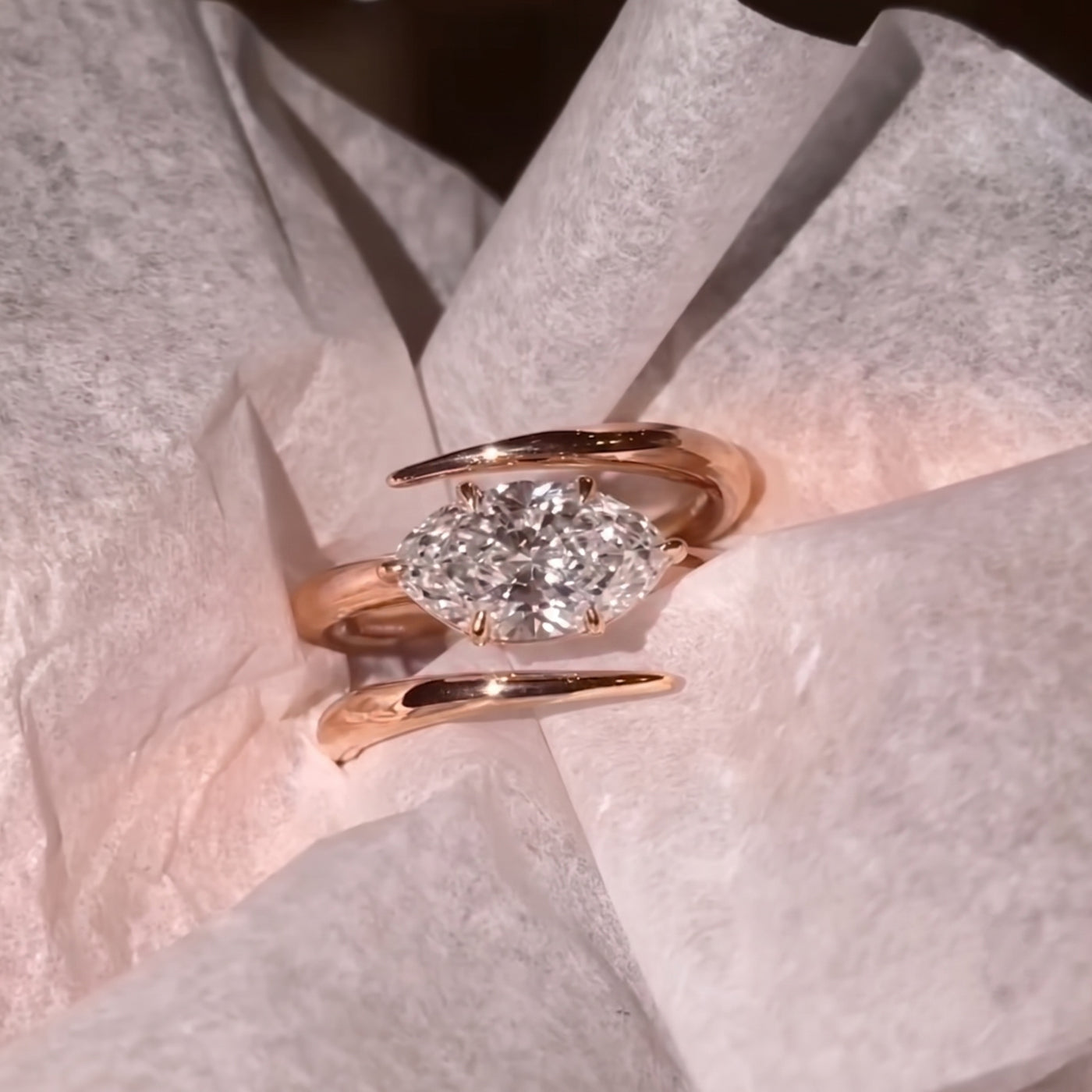 Modern East-West 3.0ct Marquise Cut Bypass Statement Ring