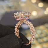 Magnificent 8.0ct Radiant Cut Chunky Eternity Band with Pink Collar Engagement Ring In Sterling Silver