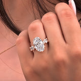 Massive 6.0ct Oval Cut Engagement Ring with Chunky Eternity Band