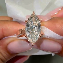 Luxurious 8.0ct Marquise Cut Gemstone Engagement Ring With Side Pavé Band