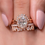 Magnificent 4PC 2.0ct Oval Cut Halo Gemstone Ring Stack