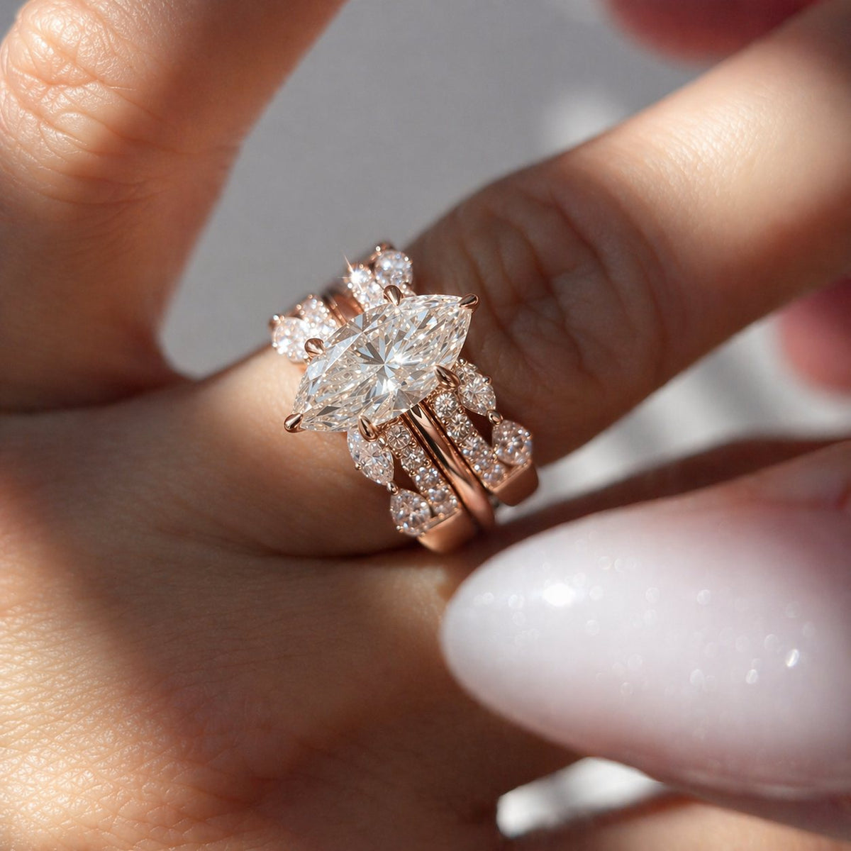 Stunning Marquise Cut 3.0ct Insert Ring Set in Sterling Silver