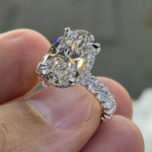 Massive 8.0ct Oval Cut Gemstone Engagement Ring with Chunky Pavé Band