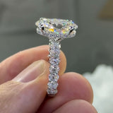 Massive 8.0ct Oval Cut Gemstone Engagement Ring with Chunky Pavé Band