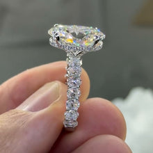 Massive 8.0ct Oval Cut Gemstone Engagement Ring with Chunky Pavé Band
