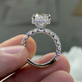 Massive 8.0ct Oval Cut Gemstone Engagement Ring with Chunky Pavé Band