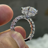 Massive 8.0ct Oval Cut Gemstone Engagement Ring with Chunky Pavé Band