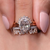 Magnificent 4PC 2.0ct Oval Cut Halo Gemstone Ring Stack