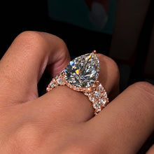 8.0ct Pear Cut Hidden Halo Engagement Ring Set With Pave Band