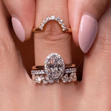 Magnificent 4PC 2.0ct Oval Cut Halo Gemstone Ring Stack
