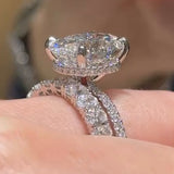 Dazzling 4.0ct Oval Cut Gemstone Engagement Ring And Oval Band Set