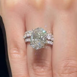 Dazzling 4.0ct Oval Cut Gemstone Engagement Ring And Oval Band Set