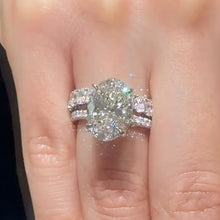 Dazzling 4.0ct Oval Cut Gemstone Engagement Ring And Oval Band Set